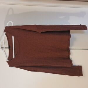 Burgundy cold shoulder long sleeve shirt